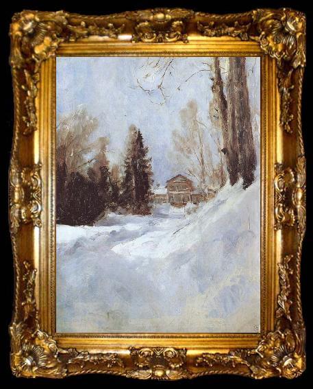 framed  Valentin Serov Winter in Abramtsevo A House, ta009-2